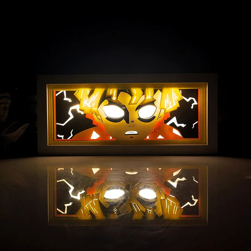 Anime Series Demon Slayer Paper-Cut Light Atmosphere Light Colorful Light Box Room Bedroom Night Light Remote Control