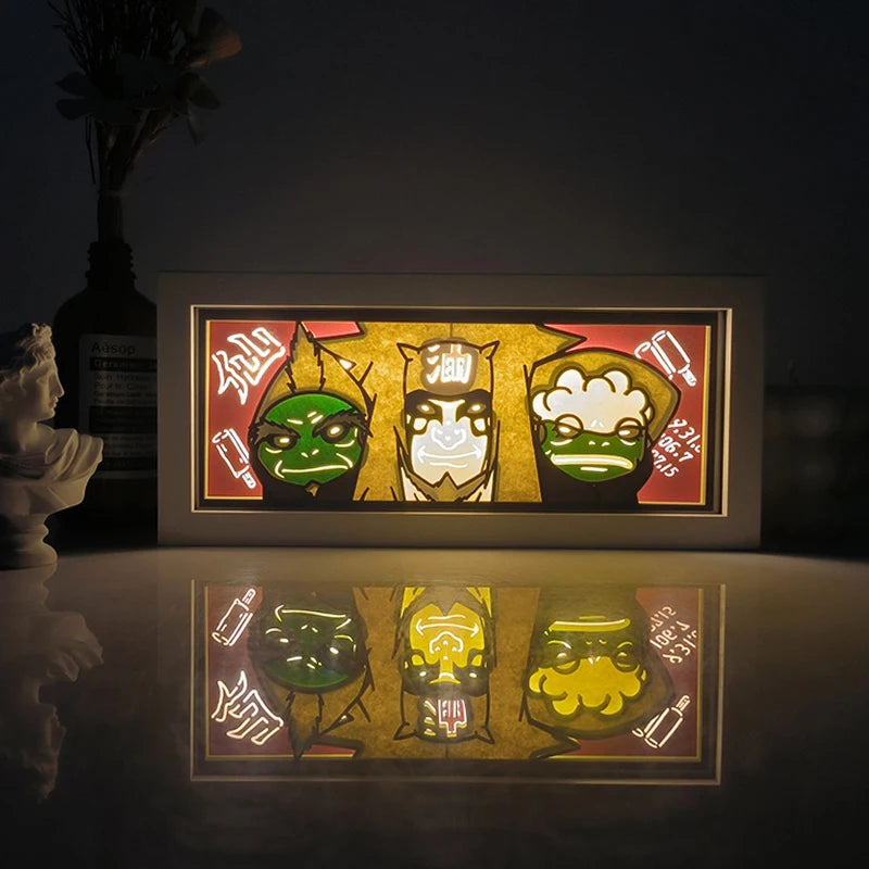 Anime Series Demon Slayer Paper-Cut Light Atmosphere Light Colorful Light Box Room Bedroom Night Light Remote Control