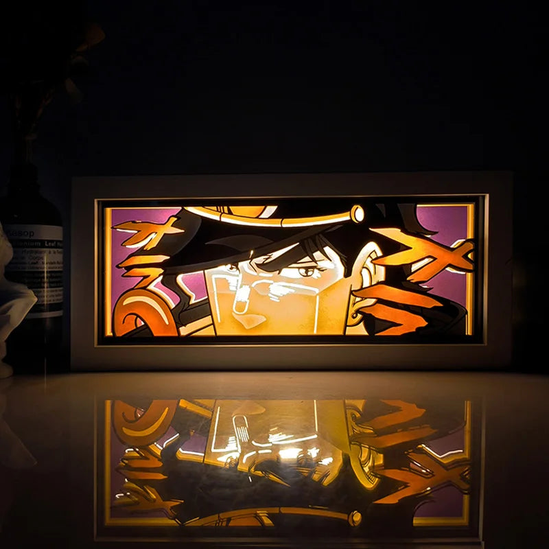 Anime Series Demon Slayer Paper-Cut Light Atmosphere Light Colorful Light Box Room Bedroom Night Light Remote Control