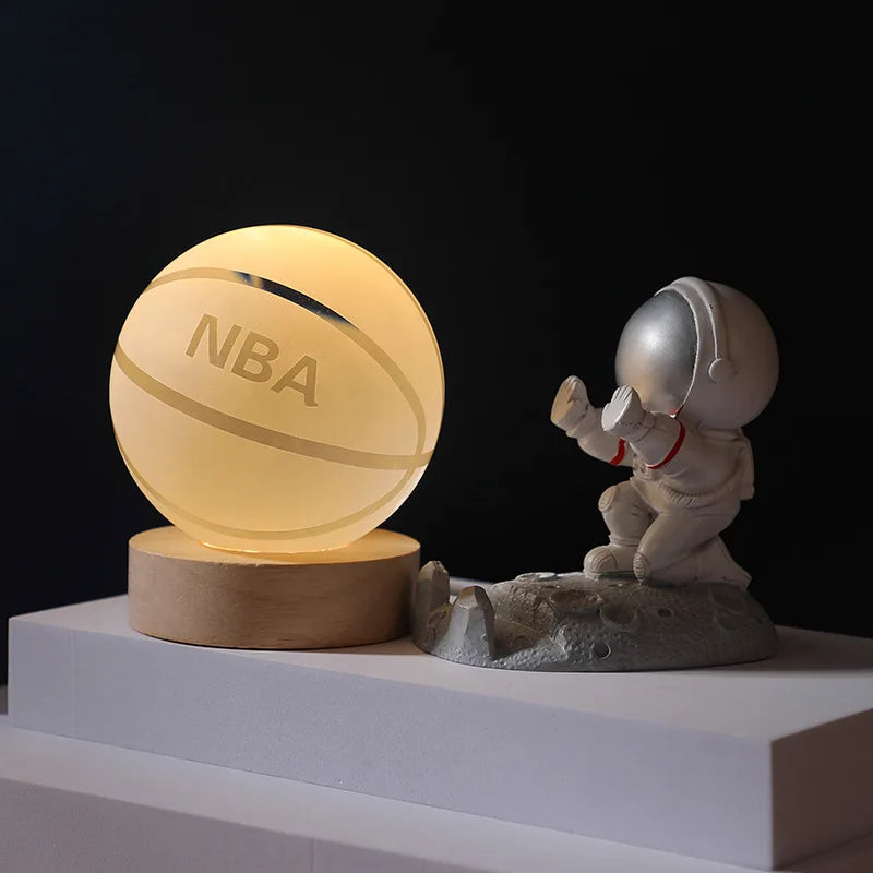 6/8Cm Crystal Ball Crystal Astronaut Planet Globe 3D Laser Engraved Solar System Ball LED Light Base Astronomy Gift Home Decor