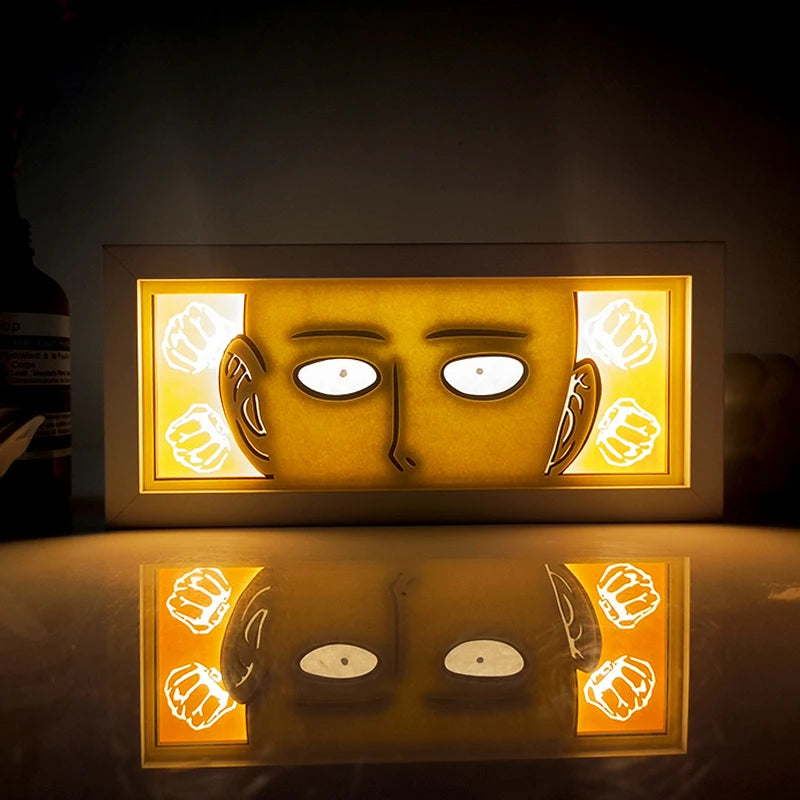 Anime Series Demon Slayer Paper-Cut Light Atmosphere Light Colorful Light Box Room Bedroom Night Light Remote Control