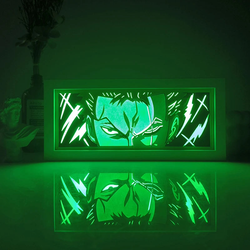 Anime Series Demon Slayer Paper-Cut Light Atmosphere Light Colorful Light Box Room Bedroom Night Light Remote Control