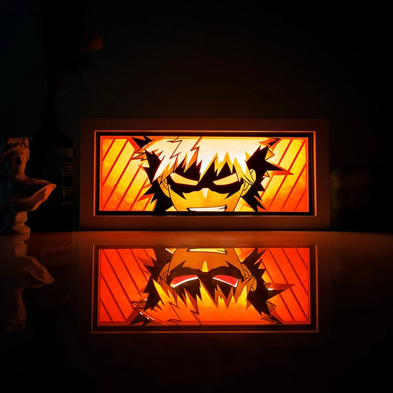Anime Series Demon Slayer Paper-Cut Light Atmosphere Light Colorful Light Box Room Bedroom Night Light Remote Control