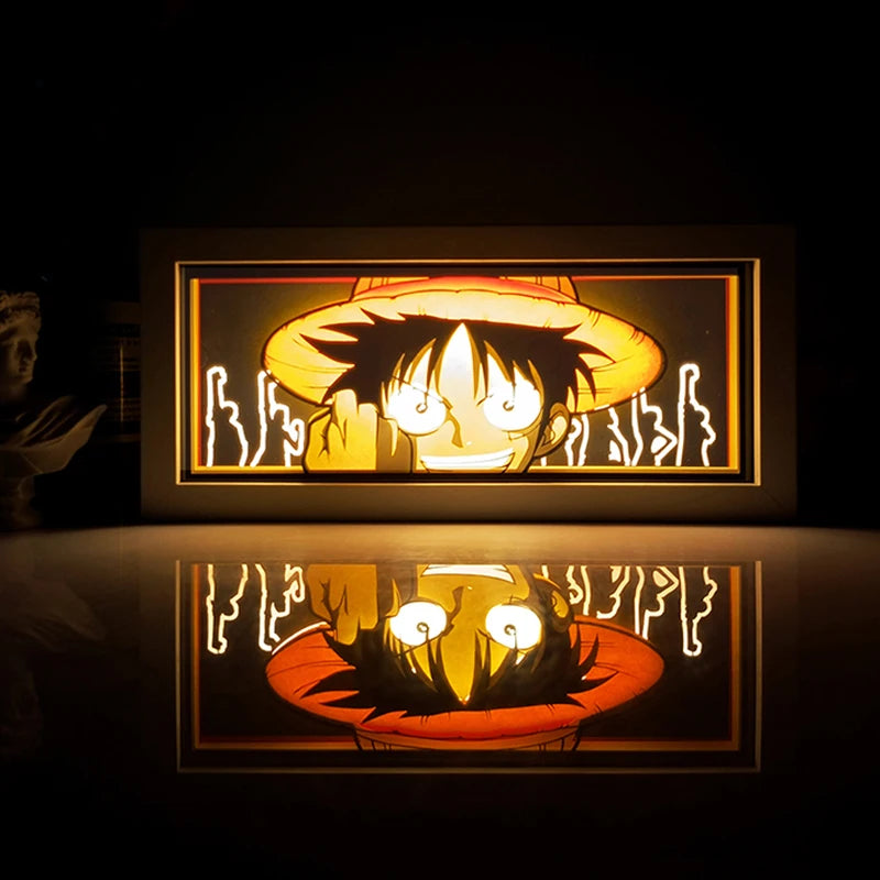 Anime Series Demon Slayer Paper-Cut Light Atmosphere Light Colorful Light Box Room Bedroom Night Light Remote Control