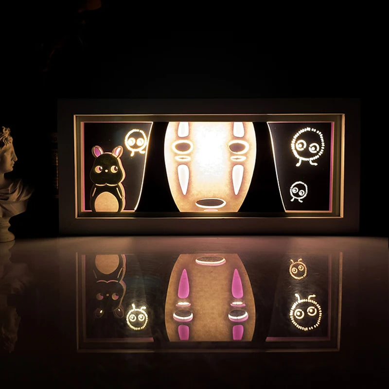 Anime Series Demon Slayer Paper-Cut Light Atmosphere Light Colorful Light Box Room Bedroom Night Light Remote Control