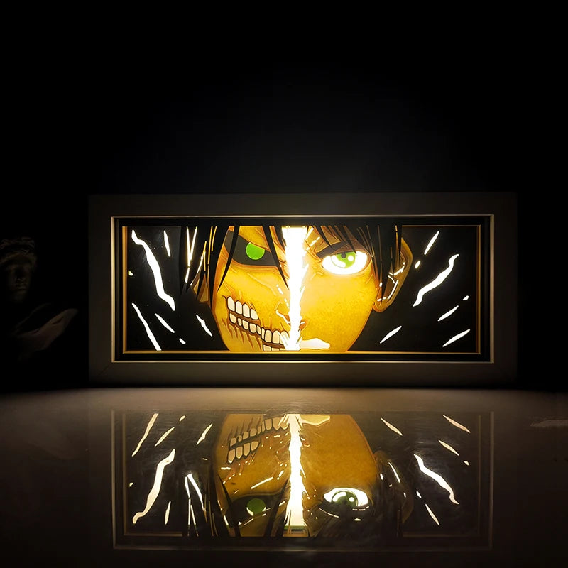 Anime Series Demon Slayer Paper-Cut Light Atmosphere Light Colorful Light Box Room Bedroom Night Light Remote Control