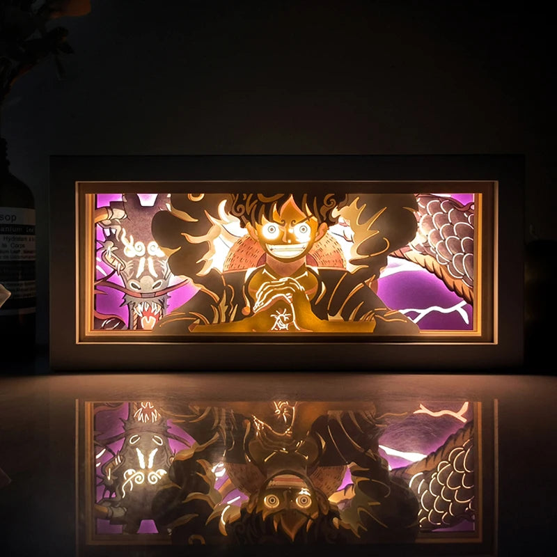 Anime Series Demon Slayer Paper-Cut Light Atmosphere Light Colorful Light Box Room Bedroom Night Light Remote Control