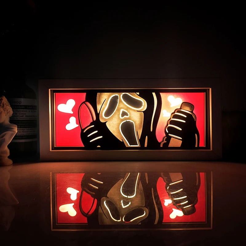 Anime Series Demon Slayer Paper-Cut Light Atmosphere Light Colorful Light Box Room Bedroom Night Light Remote Control