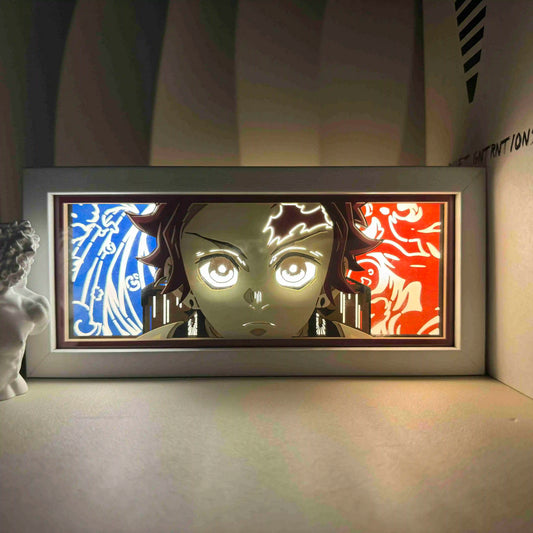 Anime Series Demon Slayer Paper-Cut Light Atmosphere Light Colorful Light Box Room Bedroom Night Light Remote Control