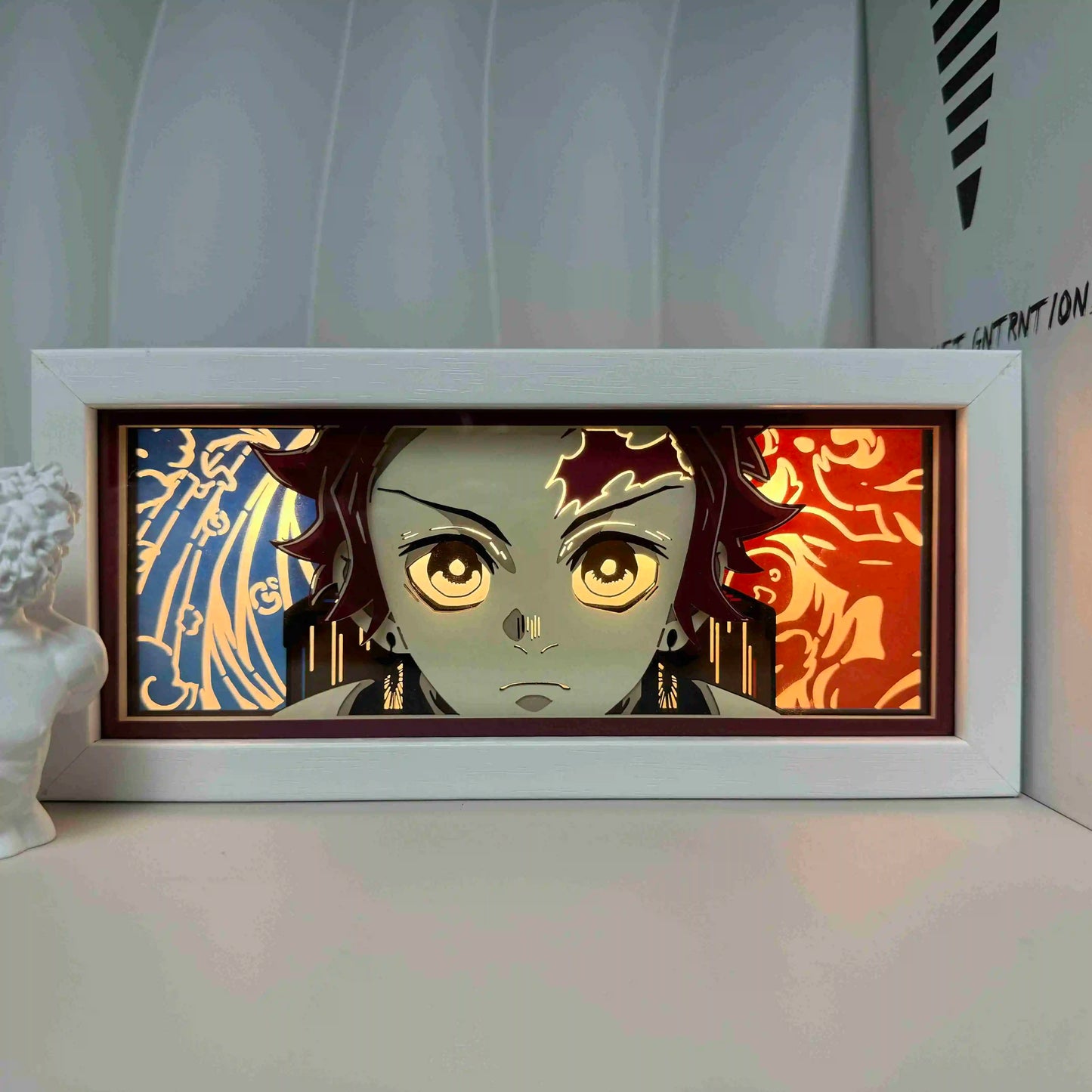 Anime Series Demon Slayer Paper-Cut Light Atmosphere Light Colorful Light Box Room Bedroom Night Light Remote Control