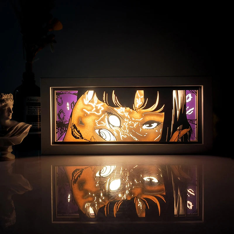 Anime Series Demon Slayer Paper-Cut Light Atmosphere Light Colorful Light Box Room Bedroom Night Light Remote Control
