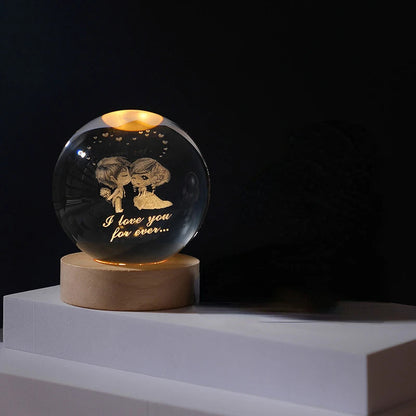 6/8Cm Crystal Ball Crystal Astronaut Planet Globe 3D Laser Engraved Solar System Ball LED Light Base Astronomy Gift Home Decor