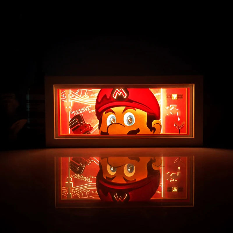 Anime Series Demon Slayer Paper-Cut Light Atmosphere Light Colorful Light Box Room Bedroom Night Light Remote Control