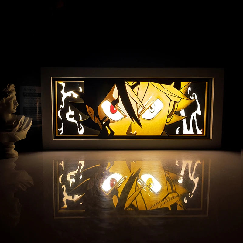 Anime Series Demon Slayer Paper-Cut Light Atmosphere Light Colorful Light Box Room Bedroom Night Light Remote Control